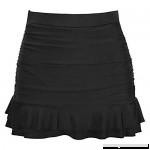 Inverlee Women Skirted Bikini Bottom High Waisted Shirred Bottom Ruffles Swimwear Black B07N7987KB